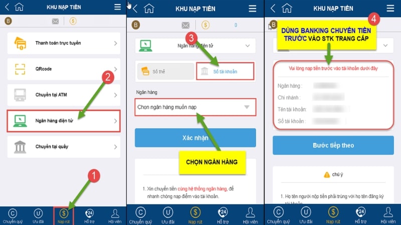 Nạp tiền qua ngân hàng là cách thức giao dịch nhanh và bảo mật cao